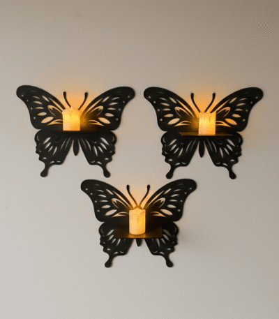 Butterfly Glow Candle Shelf – Set of 3