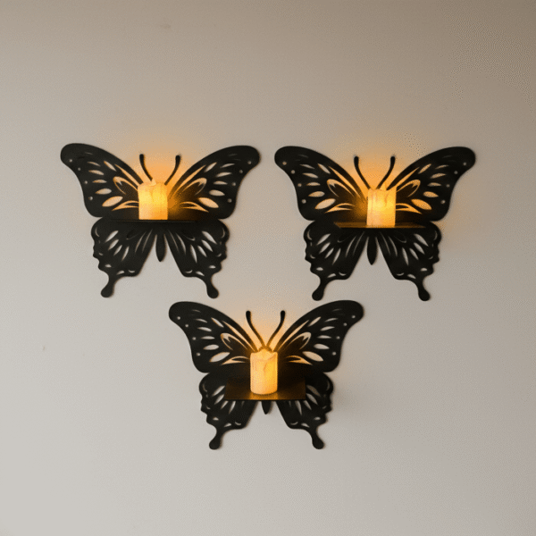 Butterfly Glow Candle Shelf – Set of 3