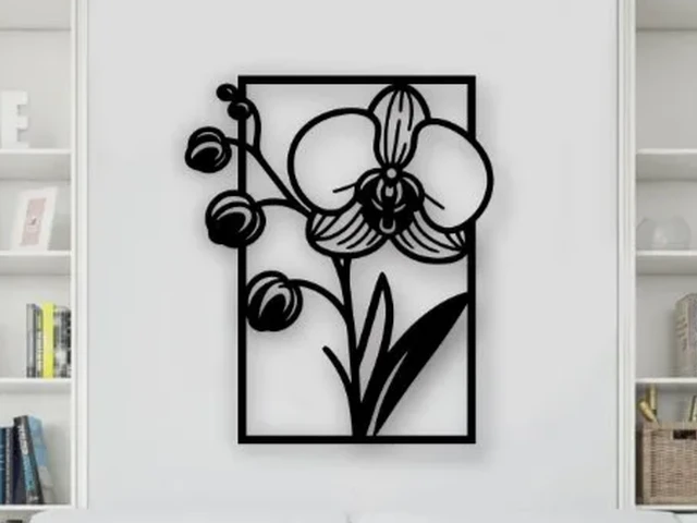 Laser cut orchid flower wall decor design